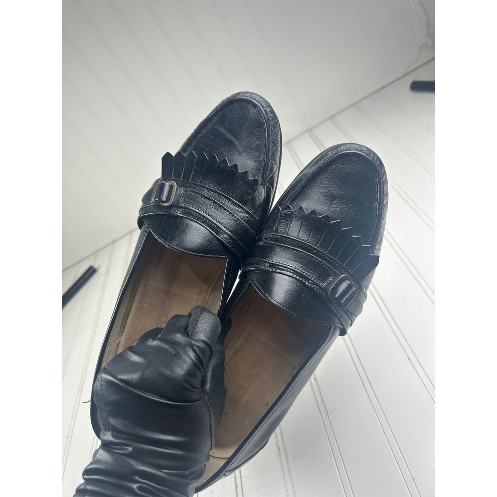 Adolfo Vintage Black Leather Kiltie Loafers Made in Italy Men's Size 11 - Picture 4 of 13
